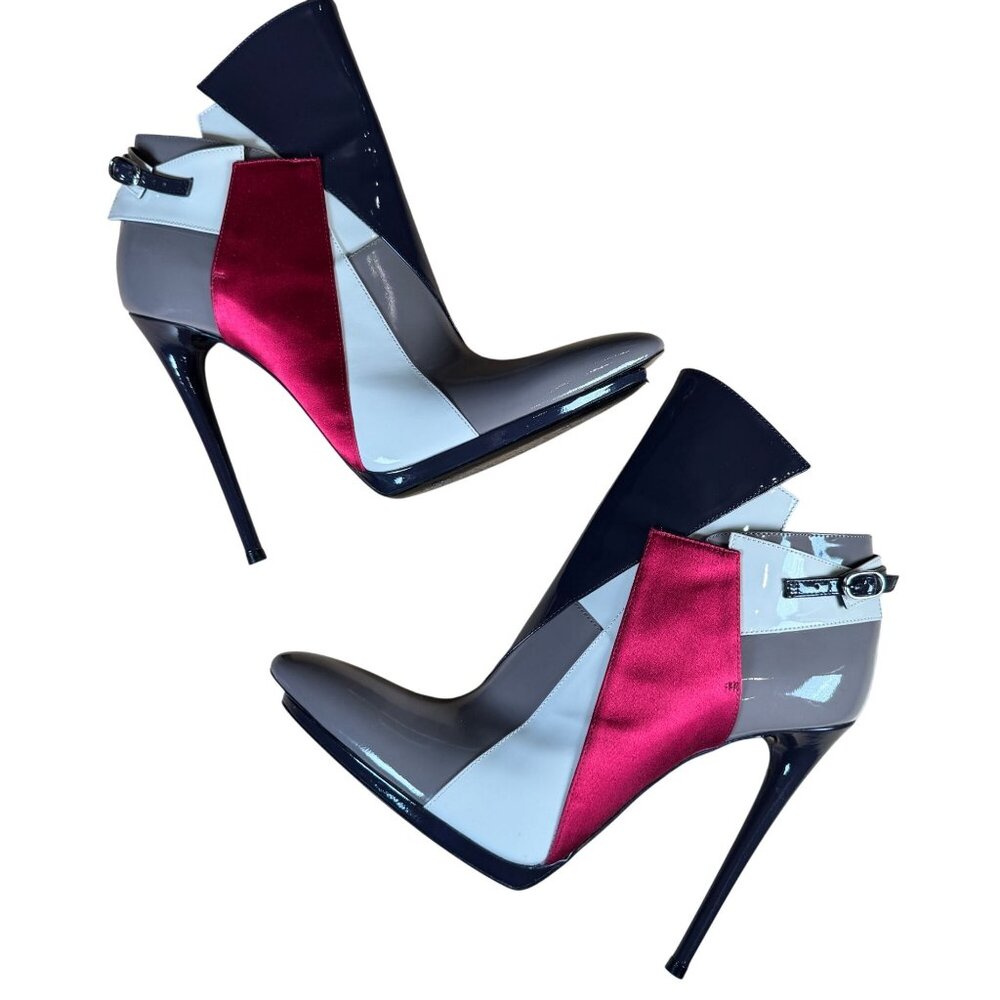 Balenciaga Patent Leather Colorblock Stiletto Ankle Boots Size EU 40 US 10 - Picture 8 of 12